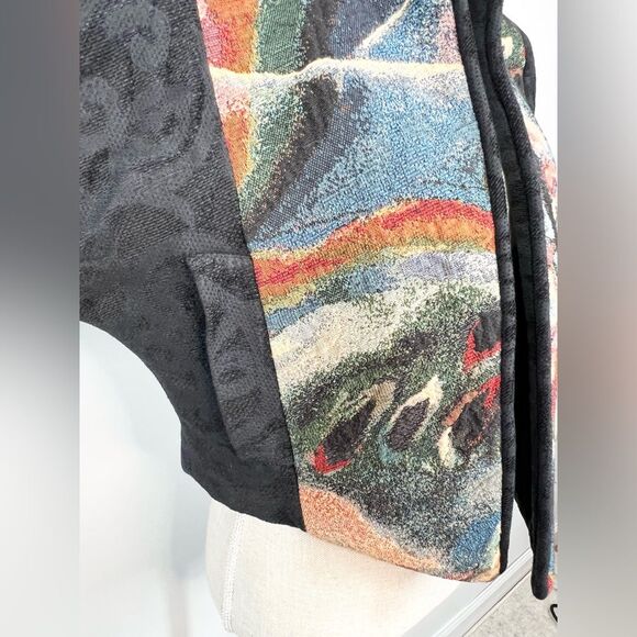 VTG Tzeadle Pasadena Tapestry Art To Wear Cropped Jacket Open Front Size P - Picture 4 of 15